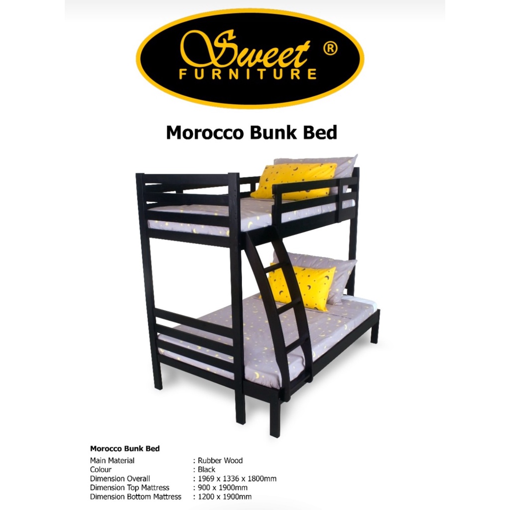 Tempat Tidur Tingkat Kayu Tempat Tidur Susun Kayu Kuat Kokoh ( 3 & 4 Kaki)