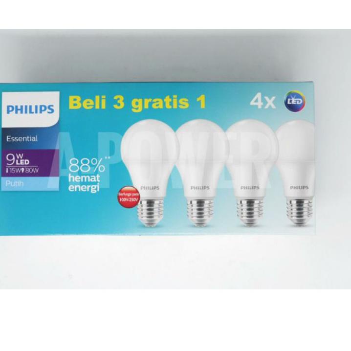 12.12 FLASH SALE Philips - Lampu LED Essential Multipack / Paket 9W (Putih) ??