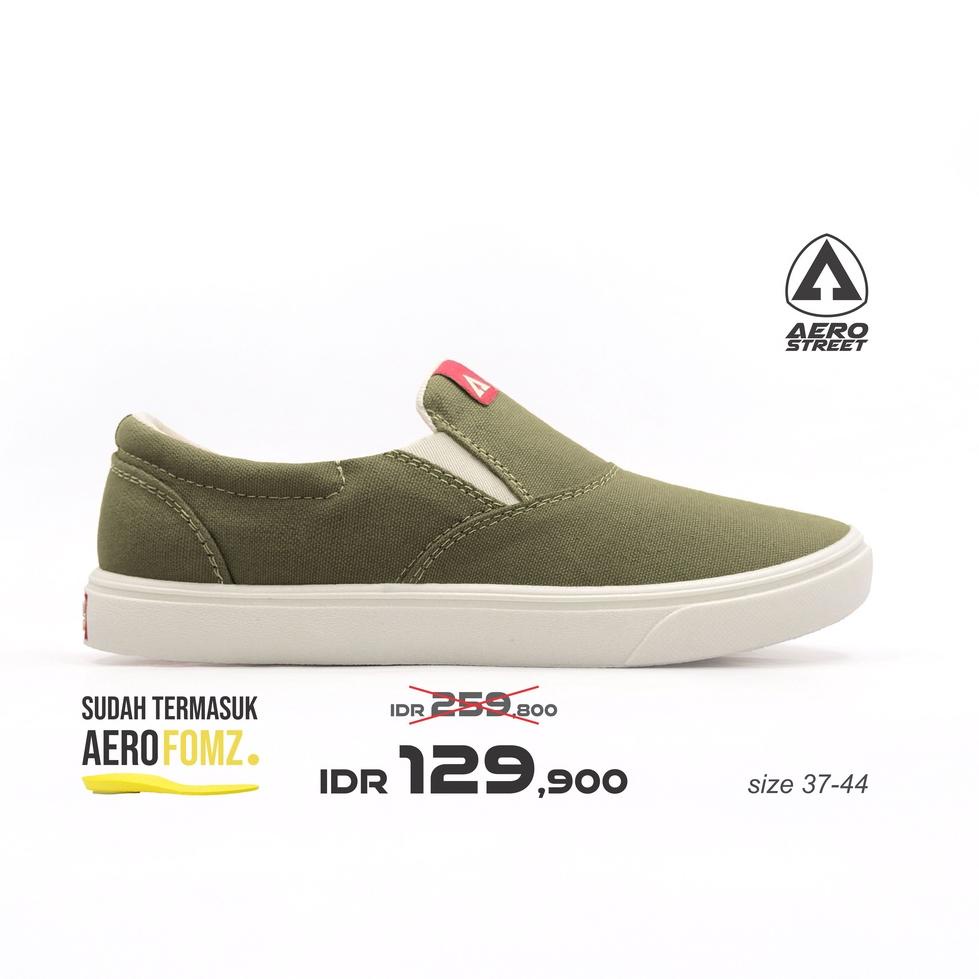 TERBAIK Aerostreet 37-44 Comfy Army - Sepatu Slip On Pria Wanita