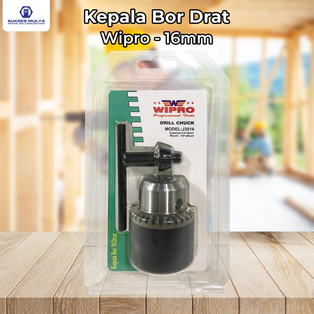 Wipro KBD-16 Kepala Bor 16mm Drat Dril Chuck Bor Drat 3-16 mm