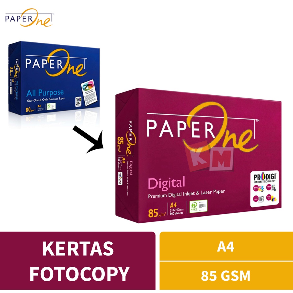 Kertas Fotocopy HVS PaperOne Paper One A4 80 / 85 Gram Gsm Gr 85Gr