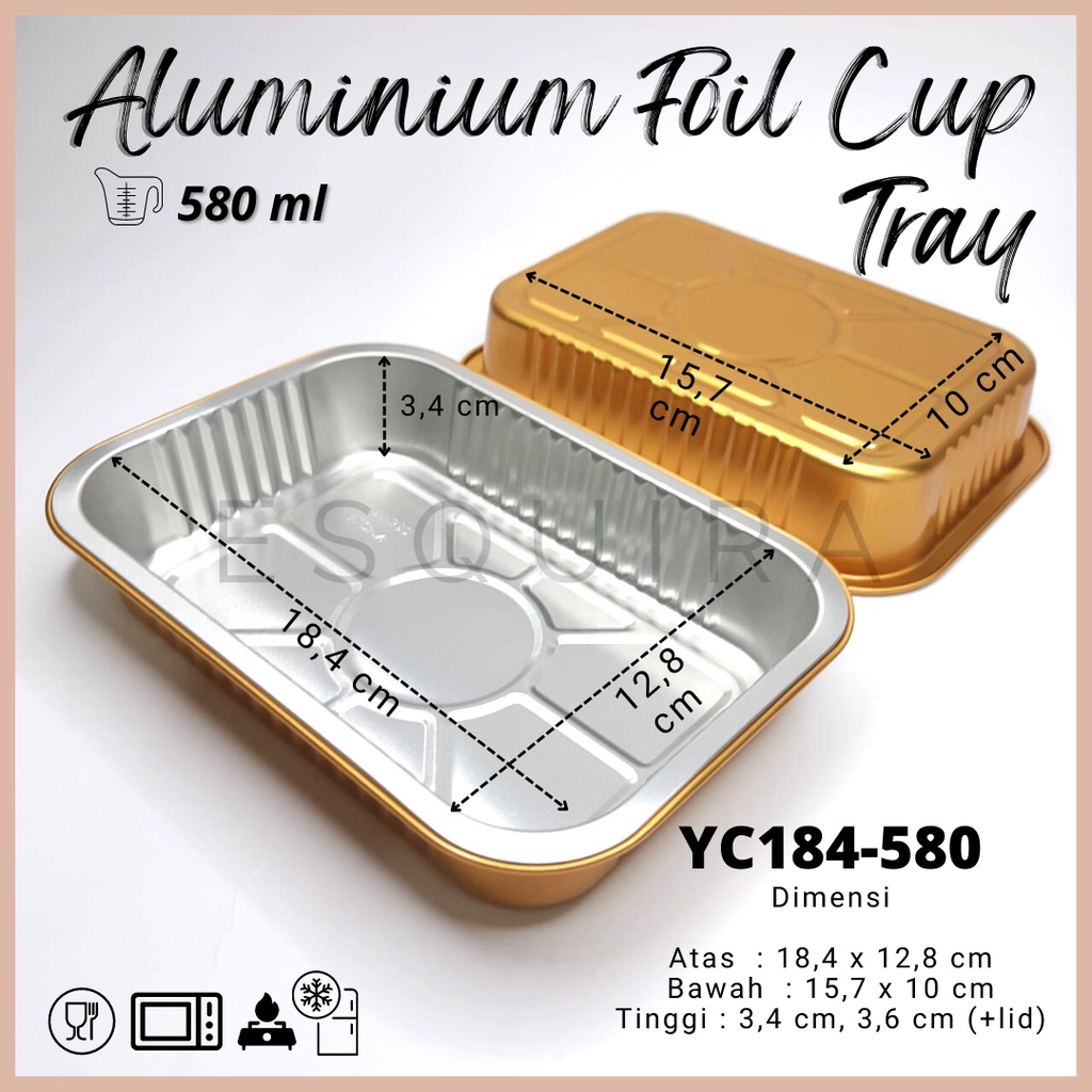 Aluminium Foil Cup Tray Gold + Lid / 10 PCS / YC184-580