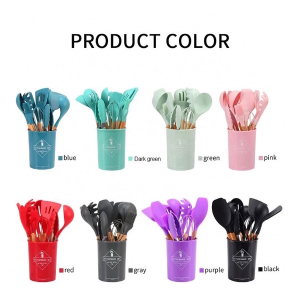 Silikon Spatula Silicone Sodet Alat Masak Set 12pcs Spatula Steak Clip Set Oil Brush Kitchen Cooking