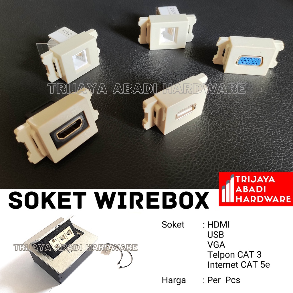 Soket Kabel HDMI VGA USB Telpon CAT 3 Internet CAT 5E Custom Wirebox