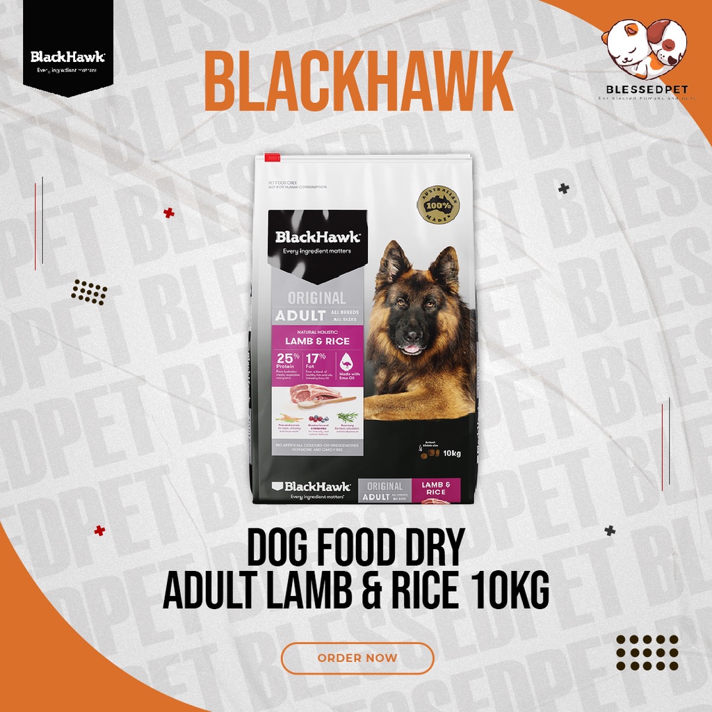 BLACKHAWK Dog Food Dry Adult Lamb & Rice 10kg