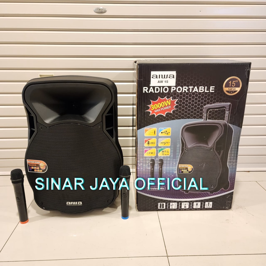 SPEAKER PORTABLE AIWA 15INCH AW15 BLUETOOTH - USB COCOK BUAT MEETING