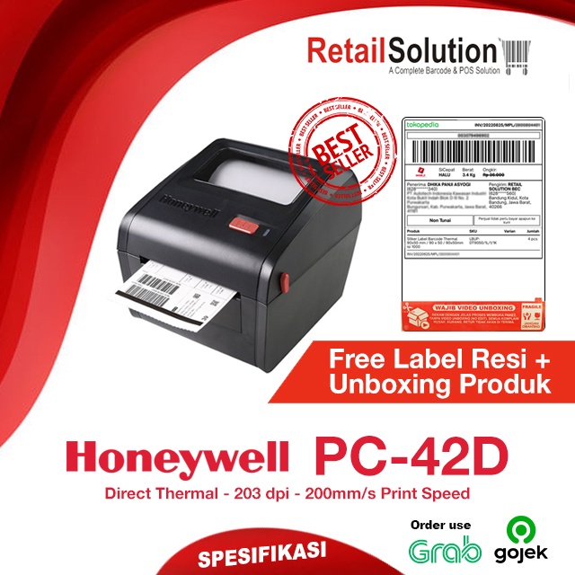 Printer Barcode Label Stiker USB LAN - Honeywell PC42 / PC42D / PC-42D