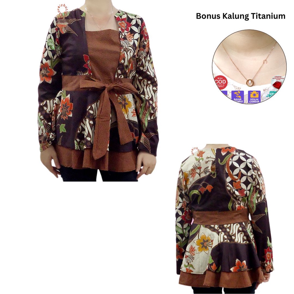 Atasan Baju Batik Wanita Modern Terbaru Bonus 1 Kalung Titanium - Lovelybutik