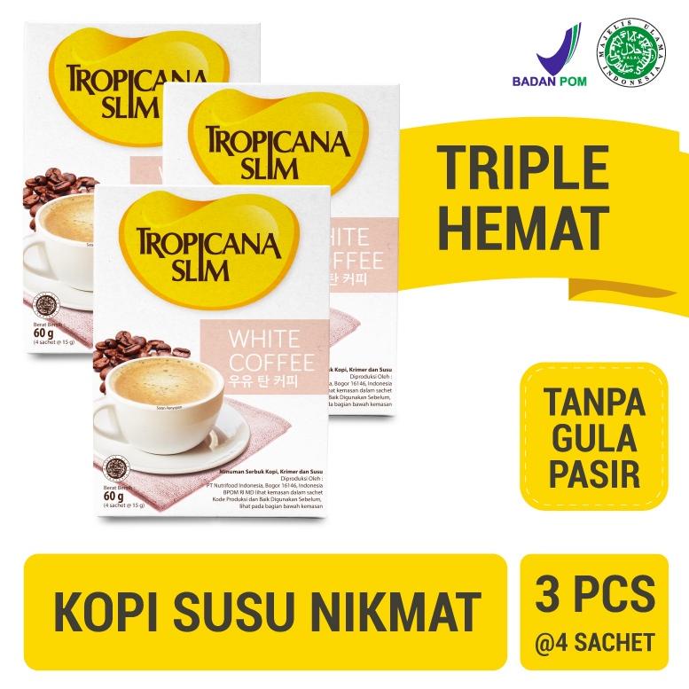 

[spin1] Triple Pack - Tropicana Slim White Coffee 4 Sch - Kopi Susu Nikmat Tanpa Gula Pasir