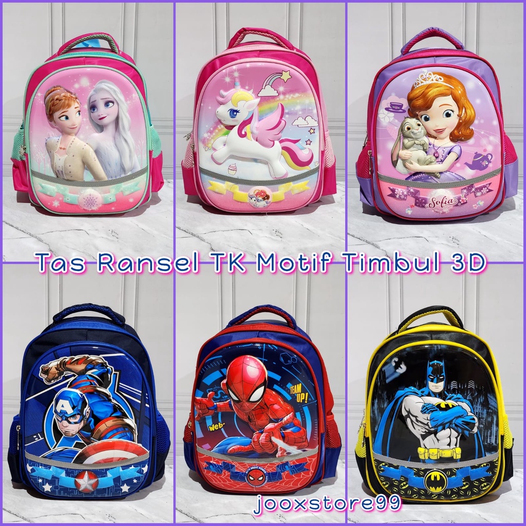 Tas Sekolah Ransel Anak SD Model Timbul 3D Gambar Astronot dan Unicorn Tas Import Ransel Anak Perempuan dan Laki - Laki Backpack Anak Cewe dan Cowo