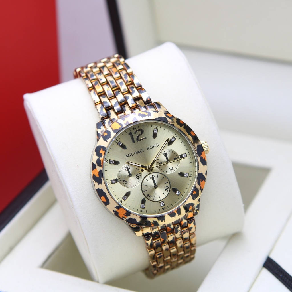 JAM TANGAN WANITA MK LEOPARD CRONO OF DM:3.8MM FREE BOX