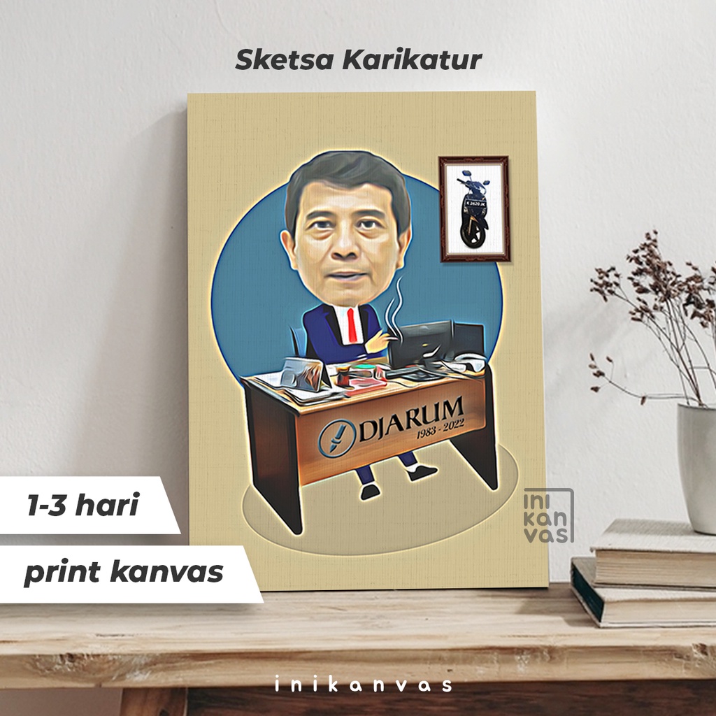 KARIKATUR SKETSA KANVAS 30 x 40cm lukis gambar foto wajah - kado wisuda