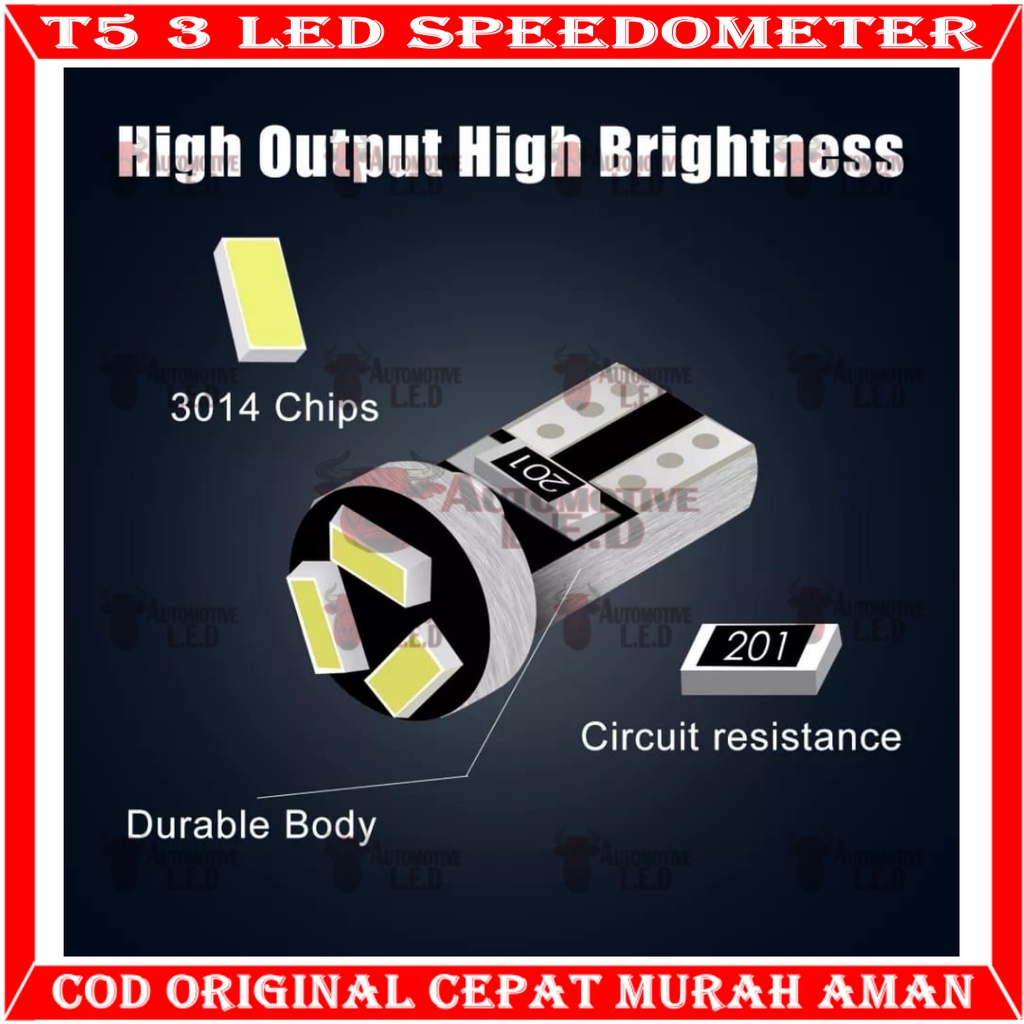 ORIGINAL LAMPU SPEEDOMETER DASBOARD LED T5 3 LED SMD MOBIL MOTOR HARGA 2 BIJI