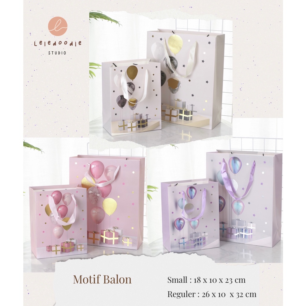 

Leledoodle - PREMIUM Party Paper Bag Balon Gold Foil | Gift Bag | Tas Kado Tenteng | Shopping Bag | Tas Hampers | Goodie Bag | Kantong Kado Tenteng | Kantong Tas Hadiah | Paper Bag Ulang Tahun | Paper Bag motif