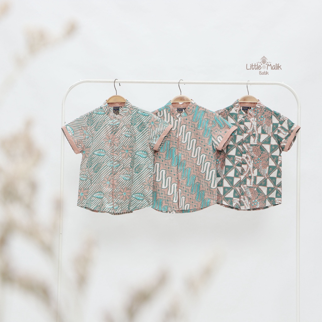 Kemeja Batik Anak Lengan Pendek By Little Malik Batik, Cap Solo