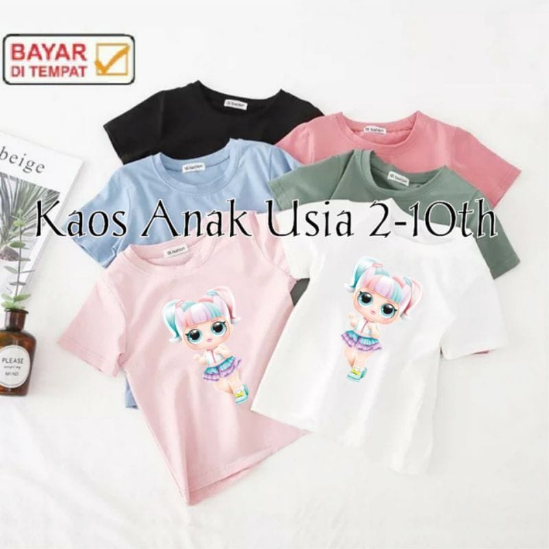 (Hkstore26) ATASAN KAOS ANAK2 UNISEX PAKET ISI 6PCS GAMBAR CAMPUR/DIGITAL SABLON