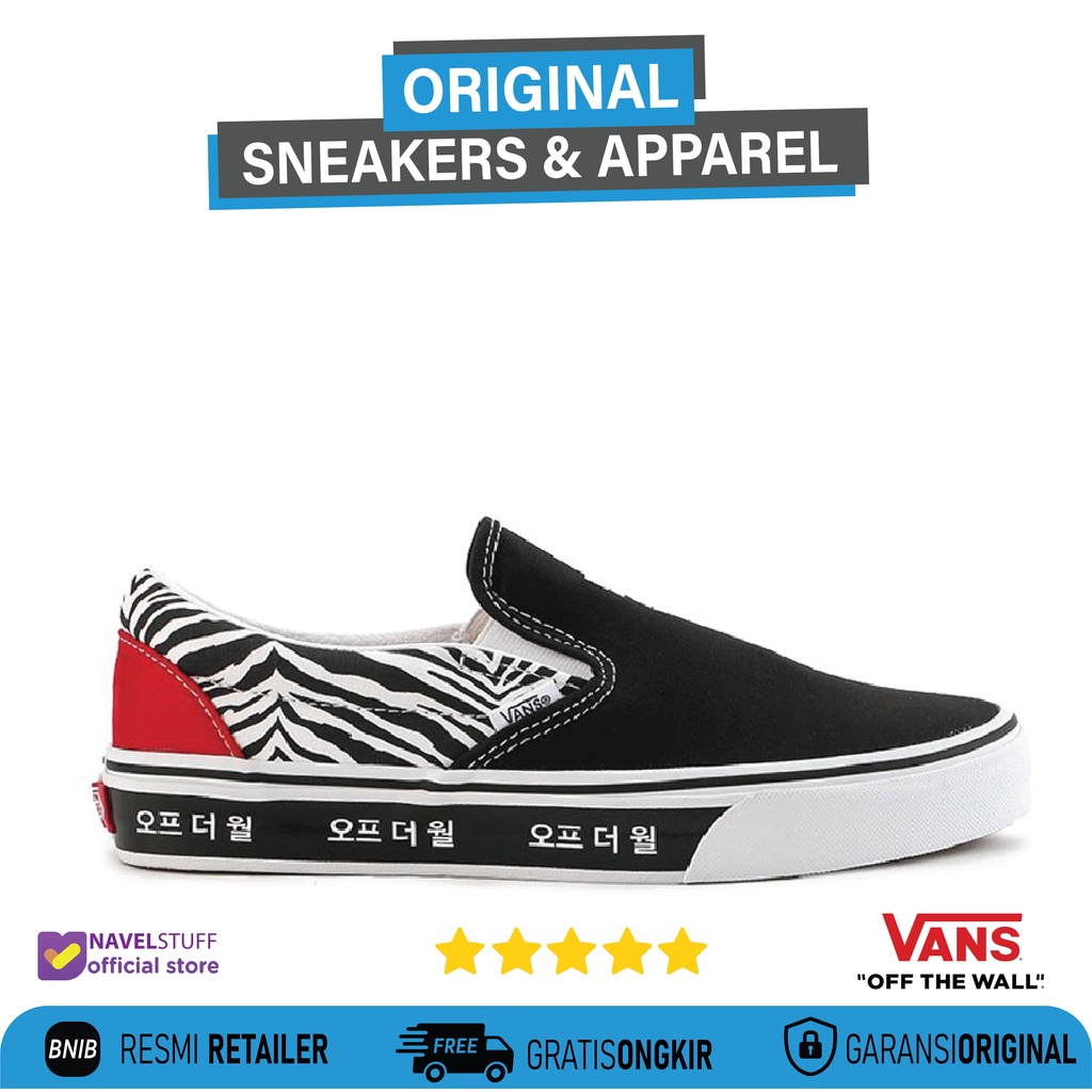 VANS Slip On Classic (Korean Typography) Racing Red / Blue Original Resmi BNIB (PT.Navya)