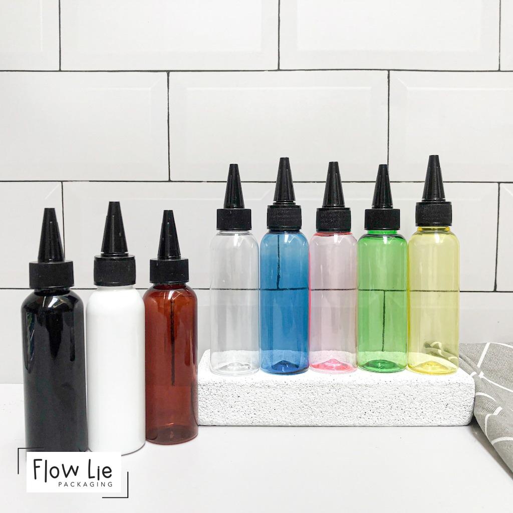 100ml Botol Tinta Kerucut Hitam 100ML Plastik PET Botol Ujung Lancip Kecap Melukis Lotion Gel FL