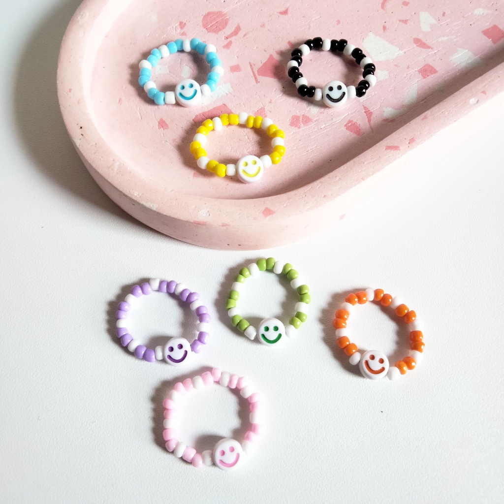 cincin manik-manik | cincin manik smile | beads ring smile | beads ring | cincin manik lucu | cincin