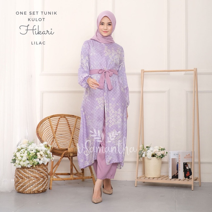 One Set Tunik Kulot Hikari - Lilac