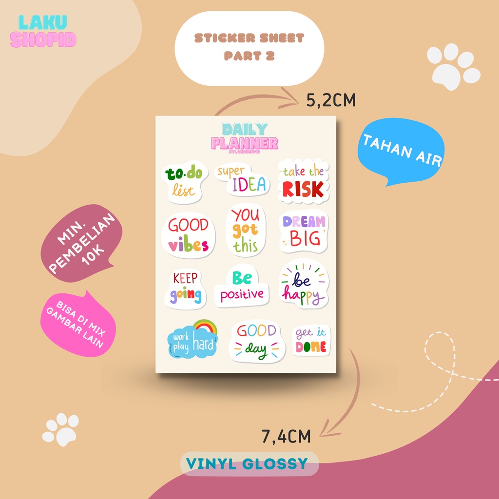 

[PART 2] Stiker pack / Sticker Sheet / STICKER AESTHETIC / Sticker Sheet Pack Kiss Cut Sticker HP Laptop