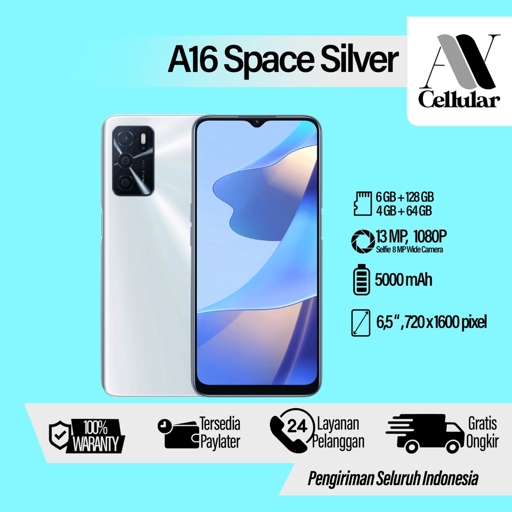 Hp Oppo A16 Ram 6GB Internal 128GB Smartphone Android Garansi 1 Tahun