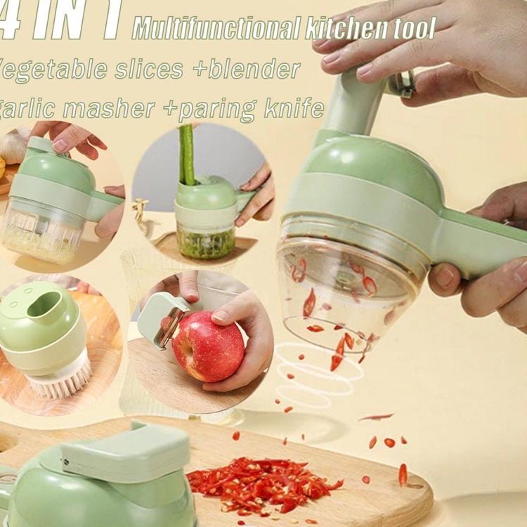 Terbaru dan terlaris Alat Pemotong Sayuran / Bawang Putih Elektrik 4 In 1 Model genggam/ blender cab