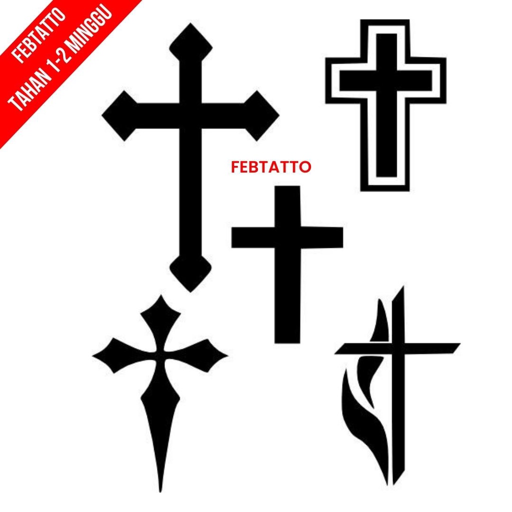 Tato Basic Tahan 5-7 Hari Tato Temporer Salib Tato kecil Stiker Tatto - YESIM 1-5