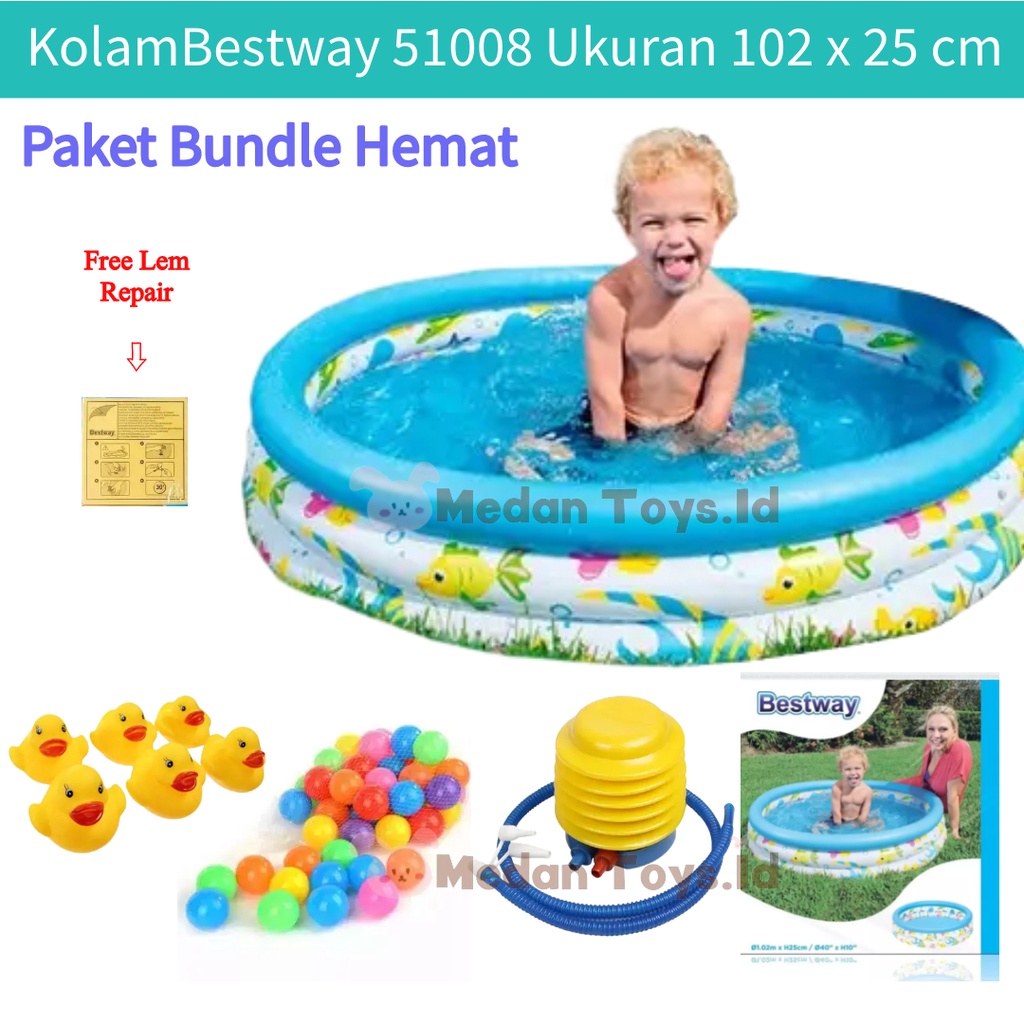 Medan Toys - Bestway 102 cm 51008 Kolam Renang Anak dan Bayi Ocean Life