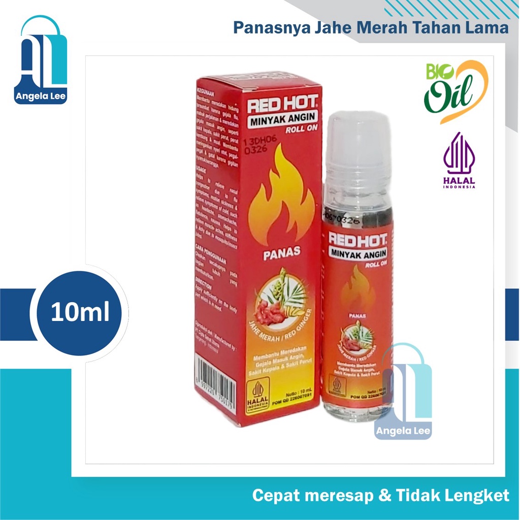 RED HOT Minyak Angin Aromatherapy Roll On Jahe Merah Ori Panas 10ml - Jahe Merah