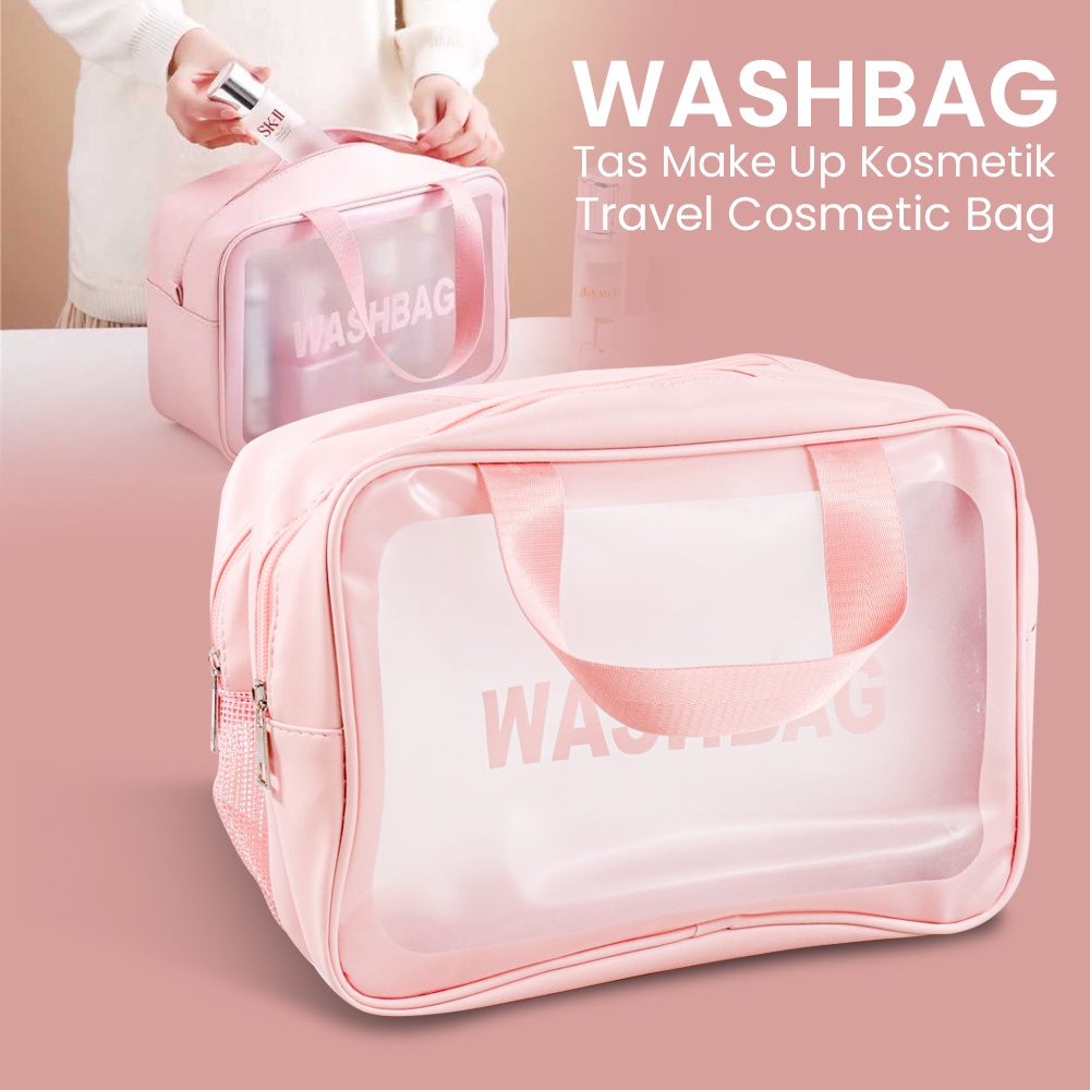 WASHBAG Tas Make Up Kosmetik Travel Cosmetic Bag 31 x 15 x 21 cm - WB1 - Pink