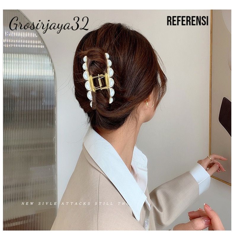 Jepit Rambut DELISA Salon Mutiara 10.5cm Impor Jedai Mutiara Korea Jumbo Korean Pearl Hair Claw Clips