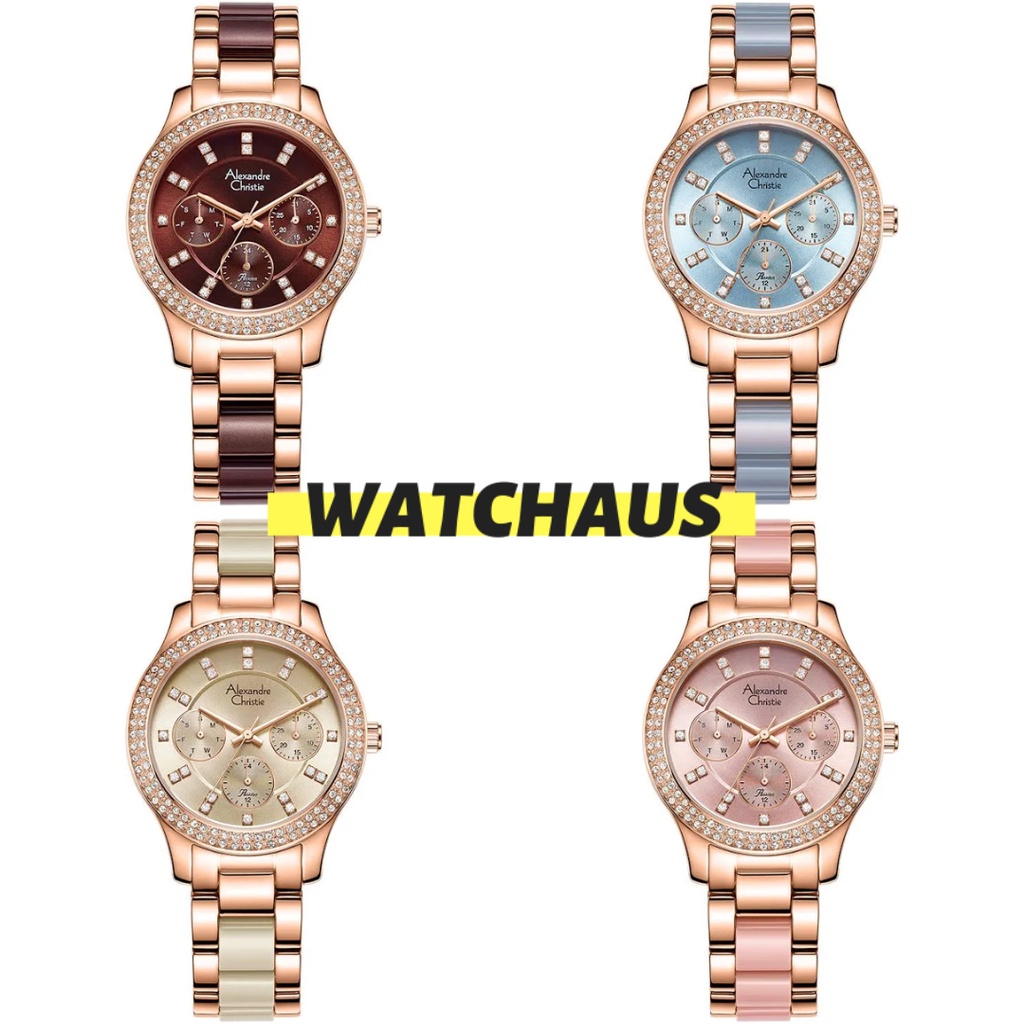 JAM TANGAN WANITA ALEXANDRE CHRISTIE AC2A32 AC 2A32 BFB ANALOG STAINLESS STRAP