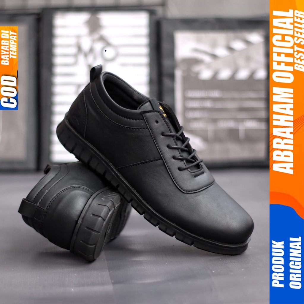 Sepatu Formal Pantofel Pria Hitam Tali Kerja Kantor Abraham Coline