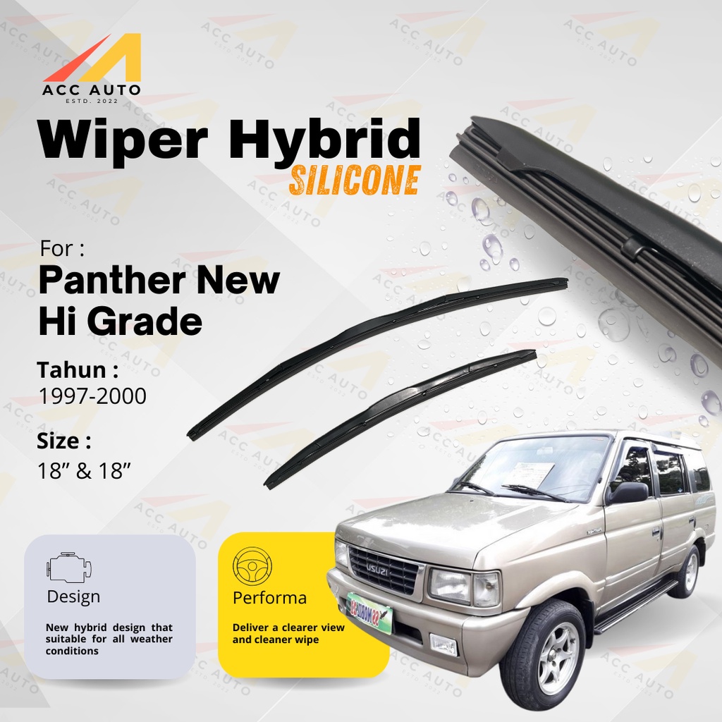 Wiper Frameless Isuzu Panther New Hi Grade Karet Kaca Silicon Hybrid / Kipas Kaca Model OEM