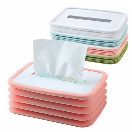 Tempat Tissue Lipat Bahan Silikon - Kotak Tisu Flexible