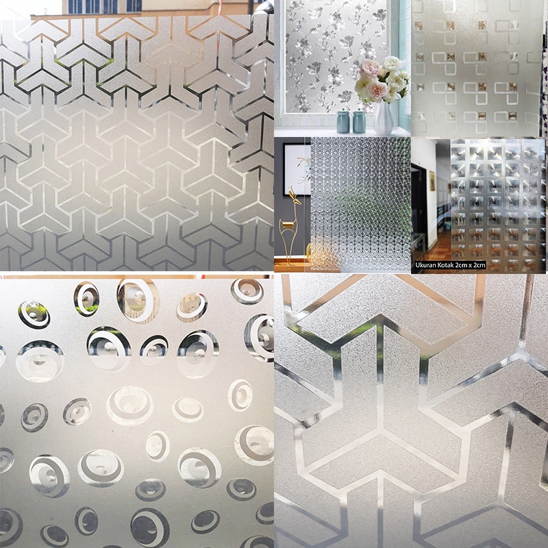 Stiker Kaca 3D Motif Minimalis Ukuran 60x100cm Stiker Kaca Film Statis Jendela Sanblast Kaca Es