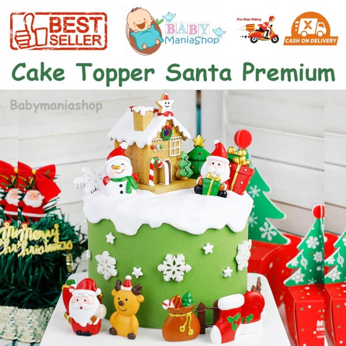 Hiasan Kue Natal PREMIUM Santa Snowman Cake Topper Christmas Pohon Natal Xmas Decoration Christmas Tree Wreath Mistletoe Pudding Cupcake Hiasan Pita Babymaniashop