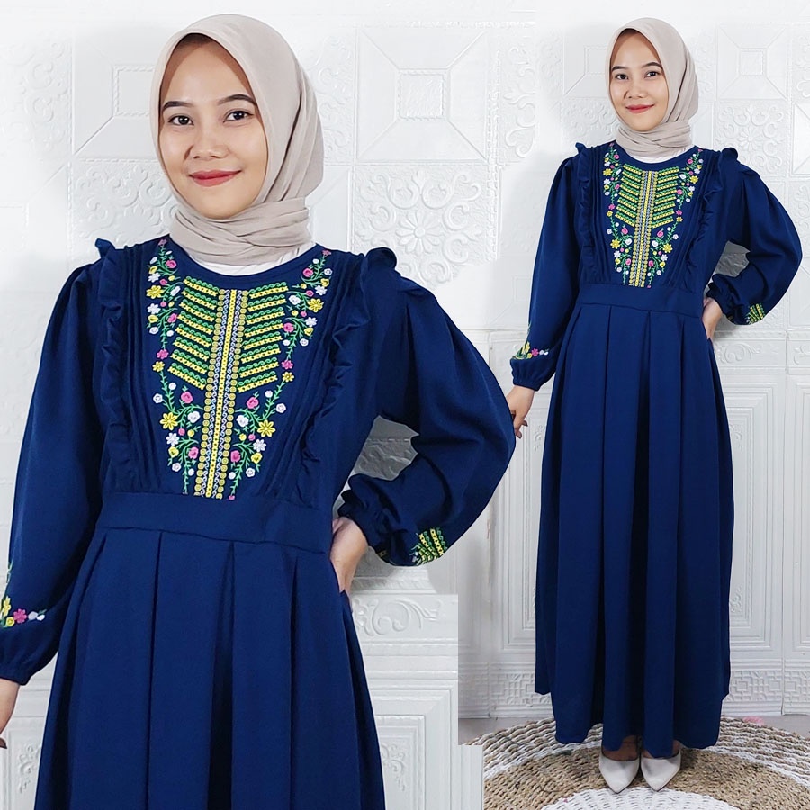 CARLINA GAMIS KHASANA RUBY CERUTY MAXY BABYDOLL DRESS PANJANG WANITA