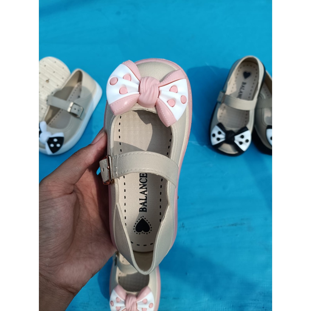 sepatu karet perempuan import 601-M size 24-35 sepatu balet motif pita sepatu lebaran