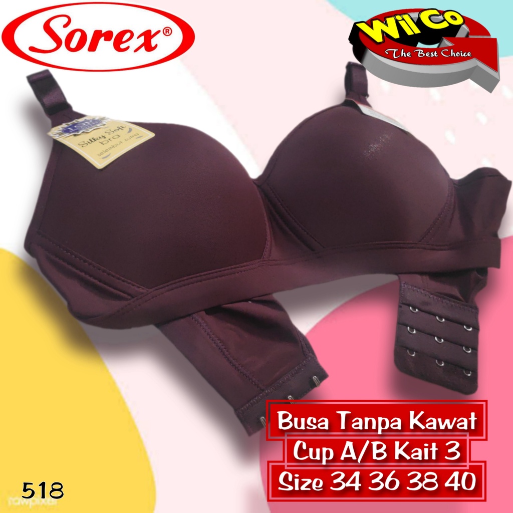 K518 - BRA WANITA SOREX SILKY SOFT BUSA TIPIS TANPA KAWAT KAIT 3 CUP B SIZE 34 - 40