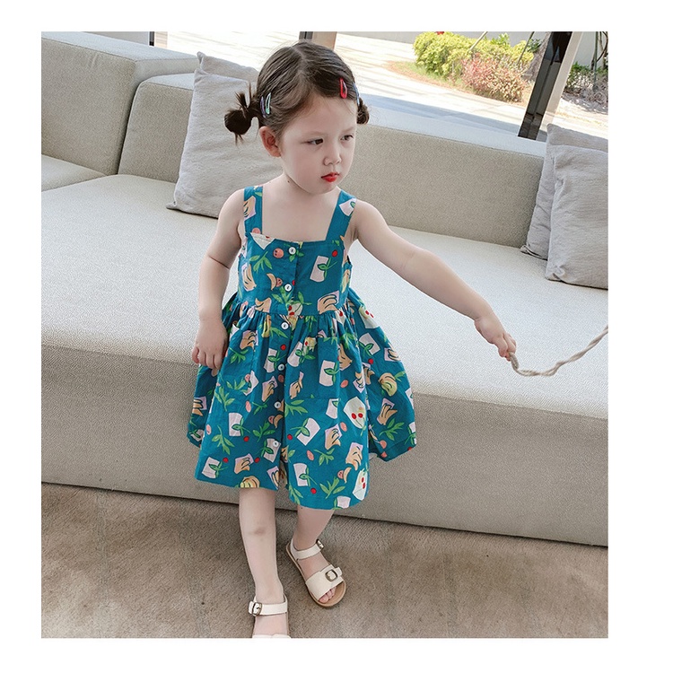 ( 3-8 Tahun)Dress korea Anak kecil Baju anak perempuan Bunga Lengan Pendek Gaun Anak Dress kids