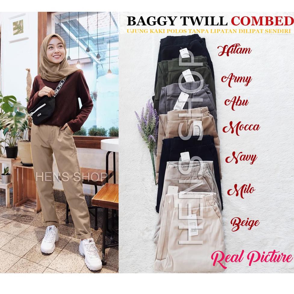 BIG SALE CELANA BAGGY PANTS / BOYFRIEND PANTS / CHINOS PANTS AMERICAN TWILL (MELAR) UKURAN L/XL/XXL 