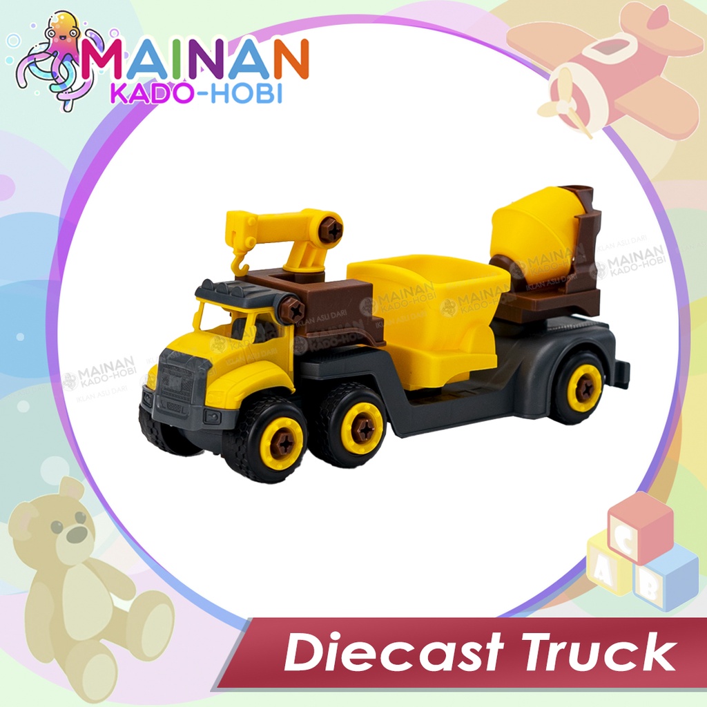 MAINAN ANAK LAKI DIECAST MINIATUR TRUCK SEMEN KONSTRUKSI EXCAVATOR