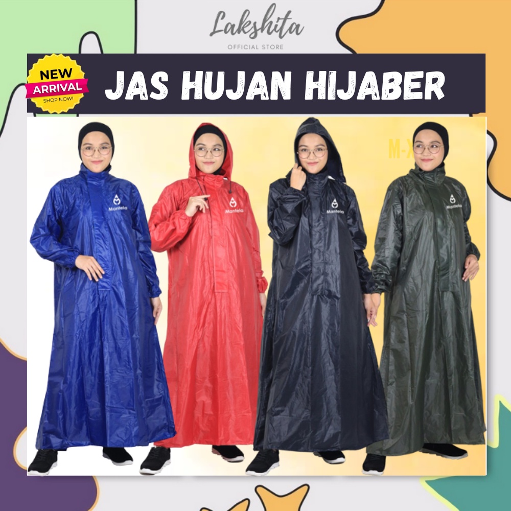 ORIGINAL MANTELA Jas Hujan Wanita Dewasa Gamis Muslimah Hijab Syar'i Ukuran Jumbo Bahan Tebal Premium Resleting Panjang Fashionable Model Korea Lucu Trendy Kekinian Motif Polos Harga Murah Warna Pink Hitam Navy Merah Maroon Kuning Bening Army Biru Promo