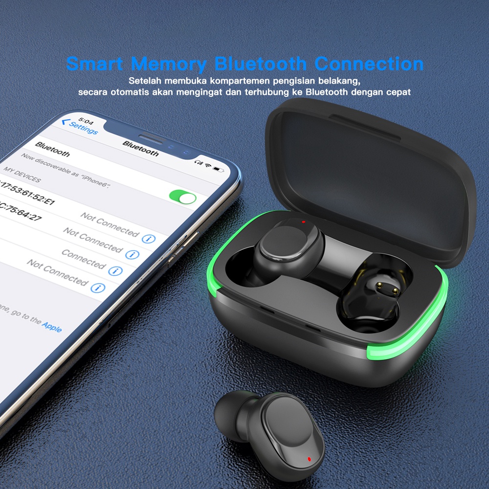 TWS Bluetooth Earphone HiFi Stereo Headphone True Wireless 5.1 Earbuds One Key Control