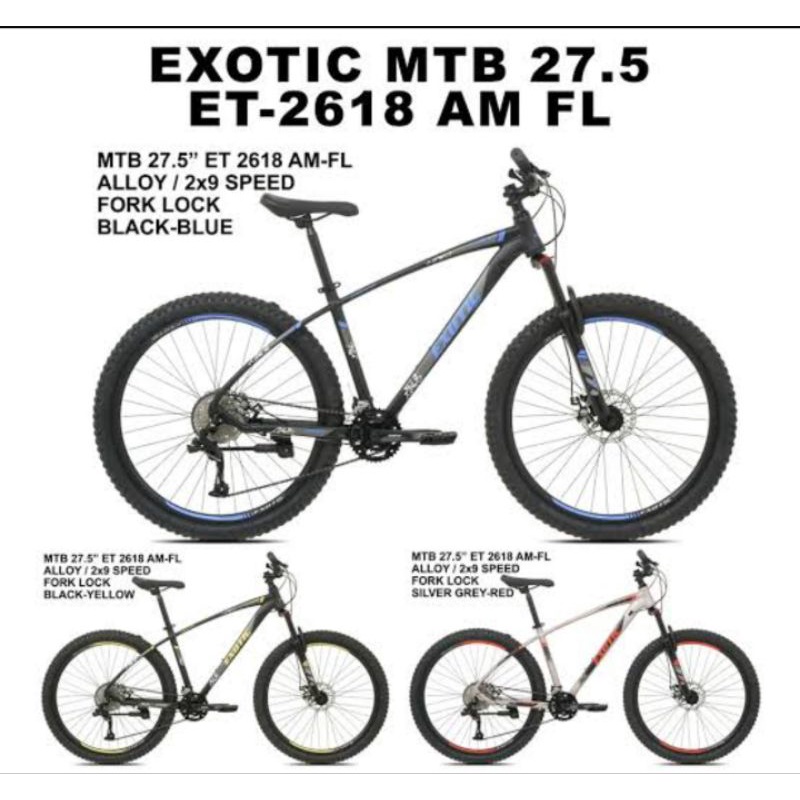 Sepeda gunung Exotic 2618 AM Aloy 9 speed MTB 27.5 by Pacific