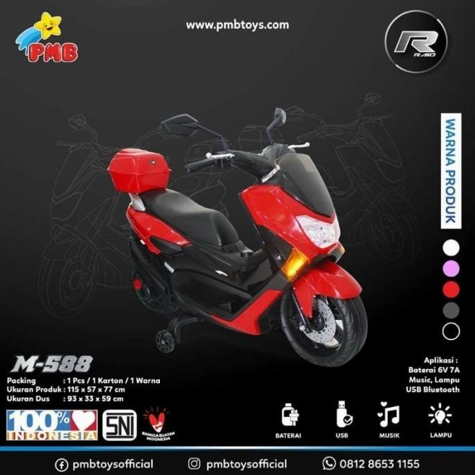 Motor Aki Listrik Nmax Pmb M 588 / M-588 Mainan Anak Raid Sni Scooter Debezzz