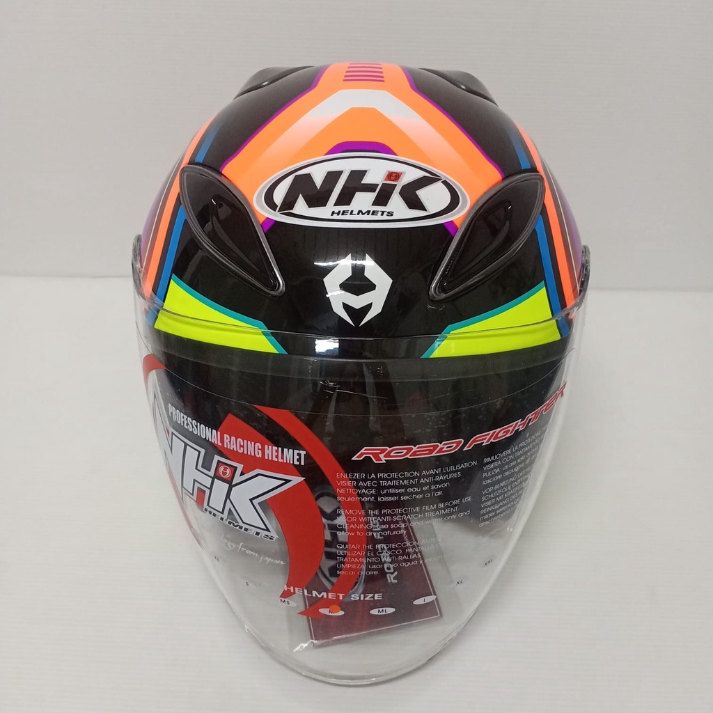 HELM NHK R6 HALF FACE MOTIF XION BLACK YELLOW SINGLE VISOR HELMET