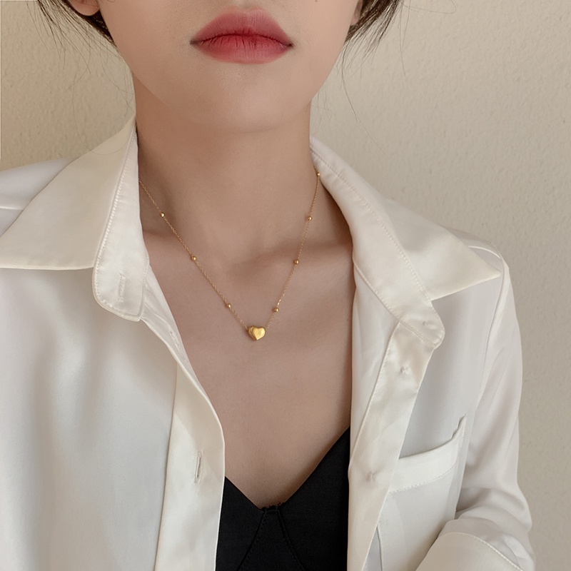 Kalung Titanium Wanita Korea Hati Gold Anti Karat
